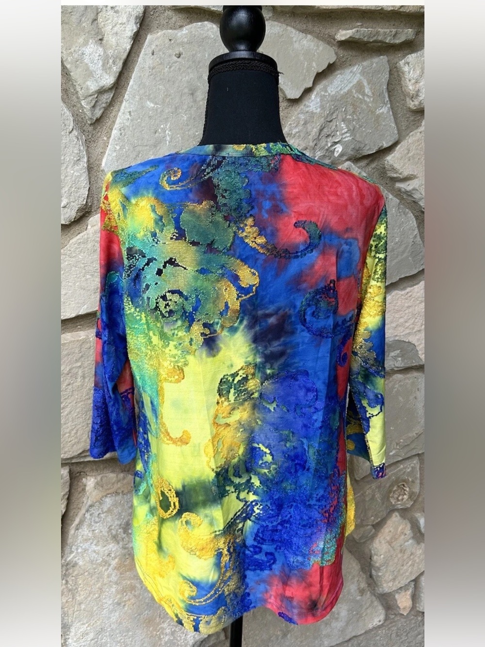 CALEAAS Top Size L Multicolor Abstract Textured Print Excellent Condition - Picture 6 of 8